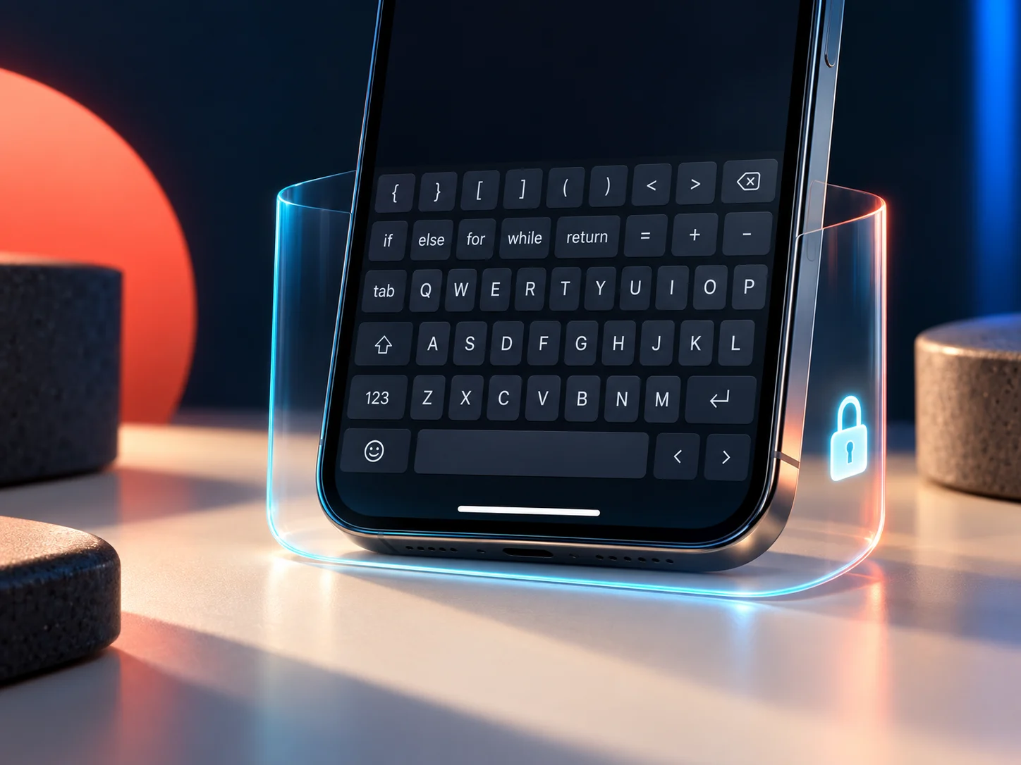 TypeTab keyboard protected by a translucent privacy boundary